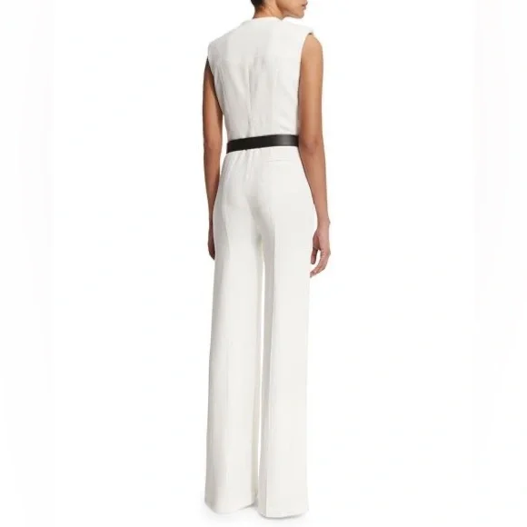 NWT Escada White Zip Front Belted Wide Leg Jumpsuit  Sz.34  Modern Capsule - Picture 4 of 7